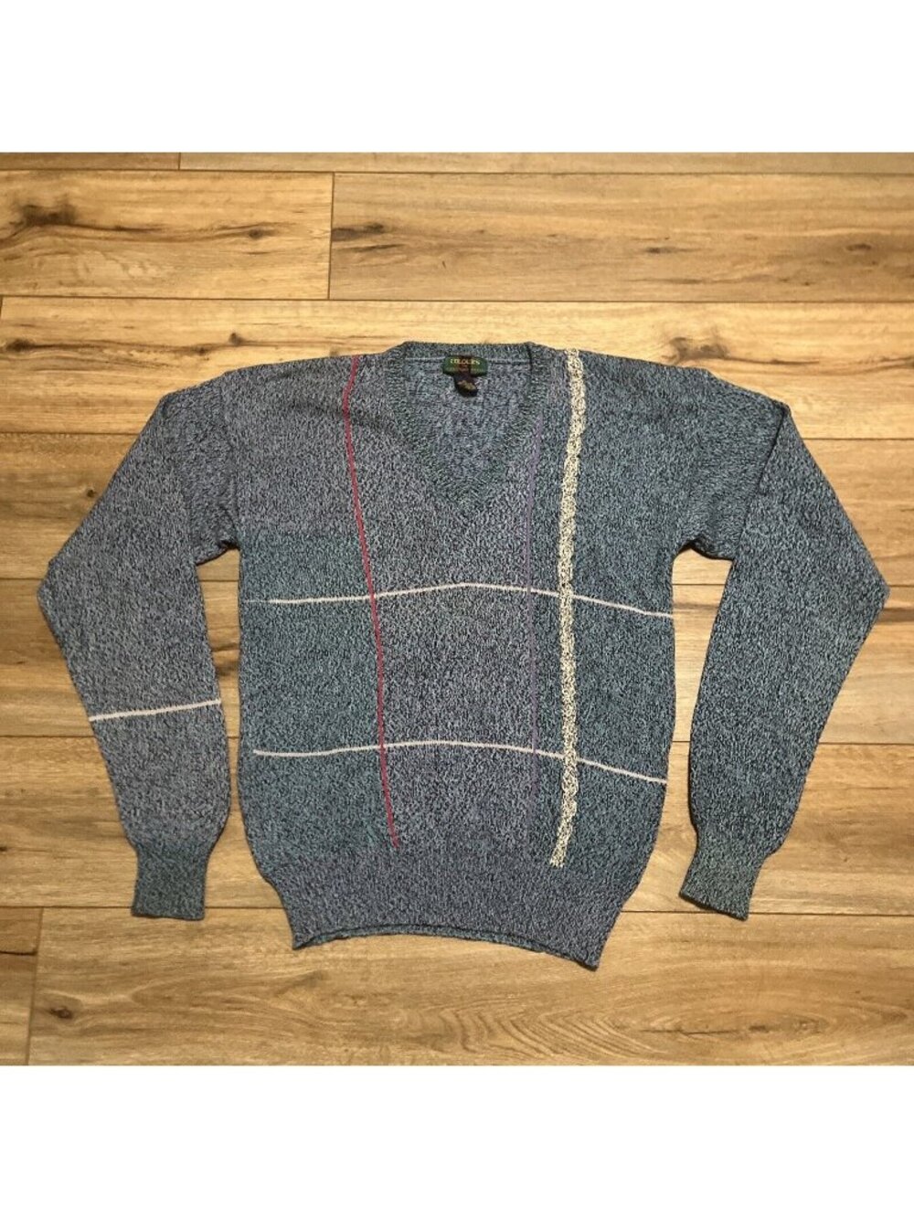 Men's Colours Alexander Julian Sweater SZ XL V Neck Blue Purple Vintage